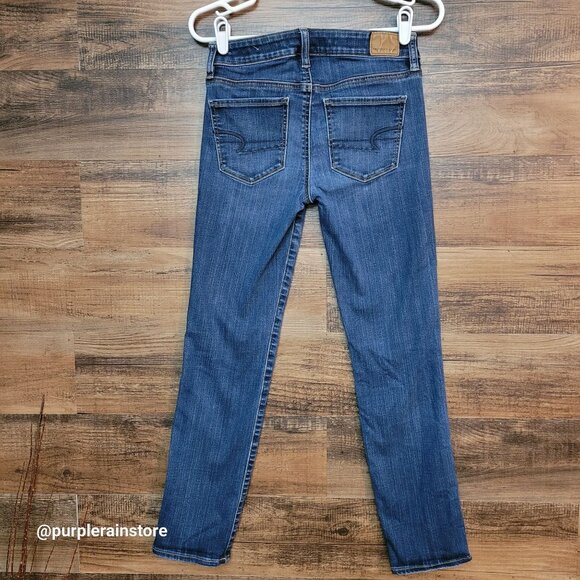 American Eagle Jeans 4 S Skinny Mid Rise Next Level Stretch Medium Dark Wash - Picture 2 of 13